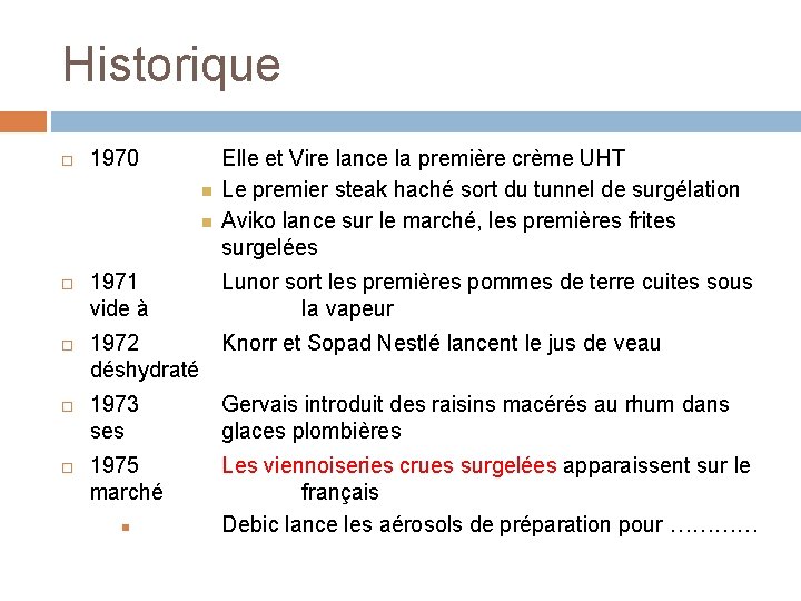 Historique 1970 1971 vide à Elle et Vire lance la première crème UHT Le