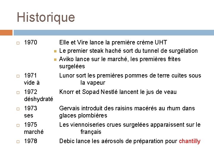 Historique 1970 1971 vide à Elle et Vire lance la première crème UHT Le