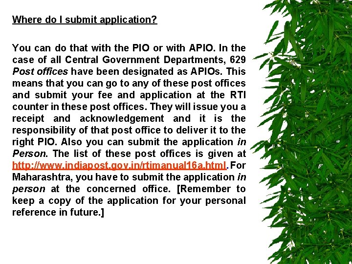 Where do I submit application? You can do that with the PIO or with