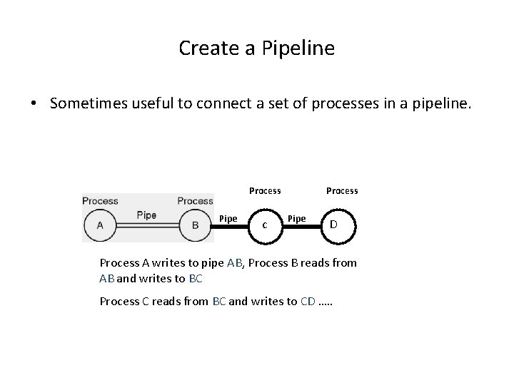 Create a Pipeline • Sometimes useful to connect a set of processes in a