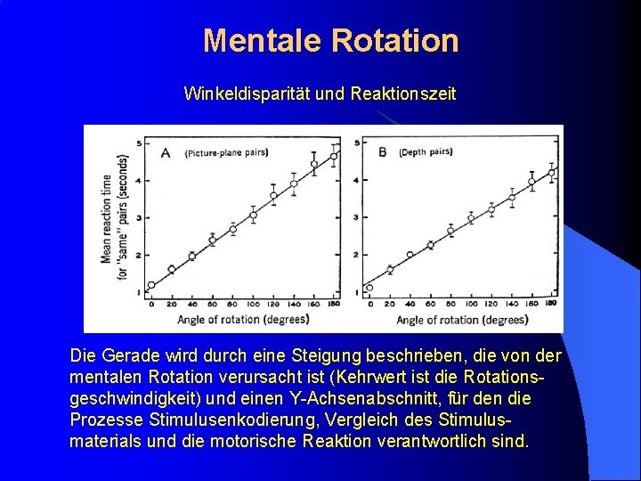 Mentale Rotation Winkeldisparität und Reaktionszeit Die Gerade wird durch eine Steigung beschrieben, die von