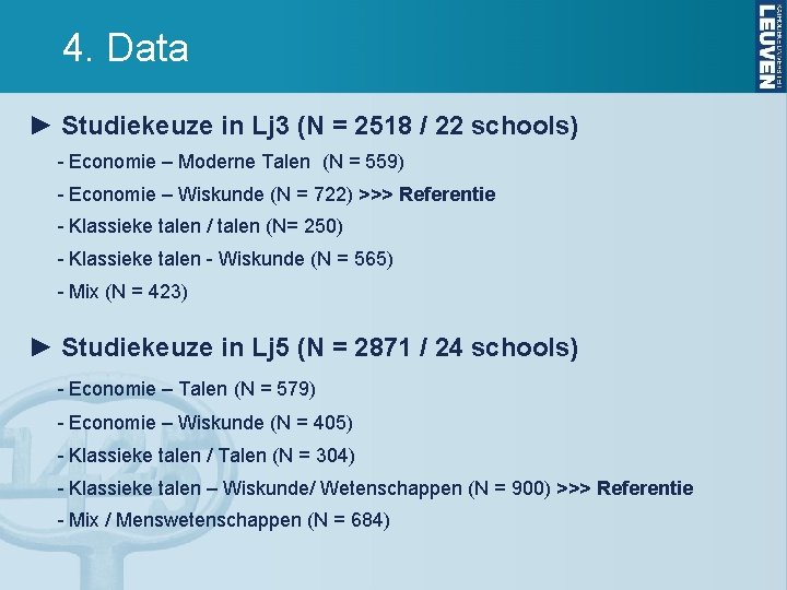 4. Data ► Studiekeuze in Lj 3 (N = 2518 / 22 schools) -