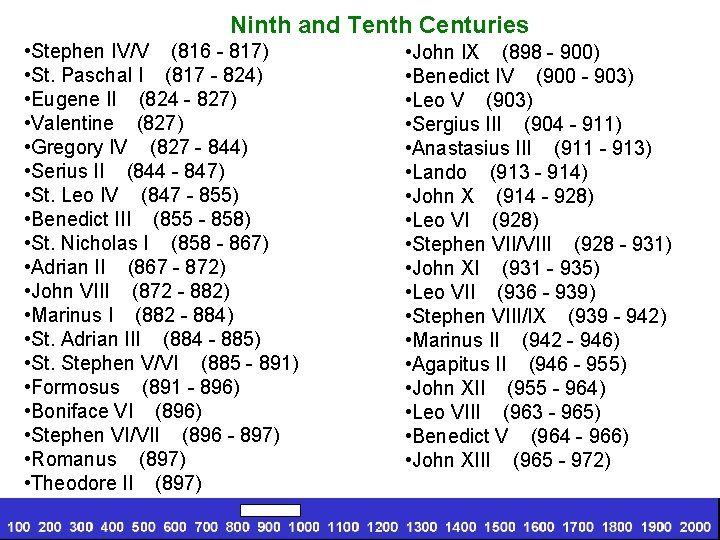  Ninth and Tenth Centuries • Stephen IV/V (816 - 817) • St. Paschal