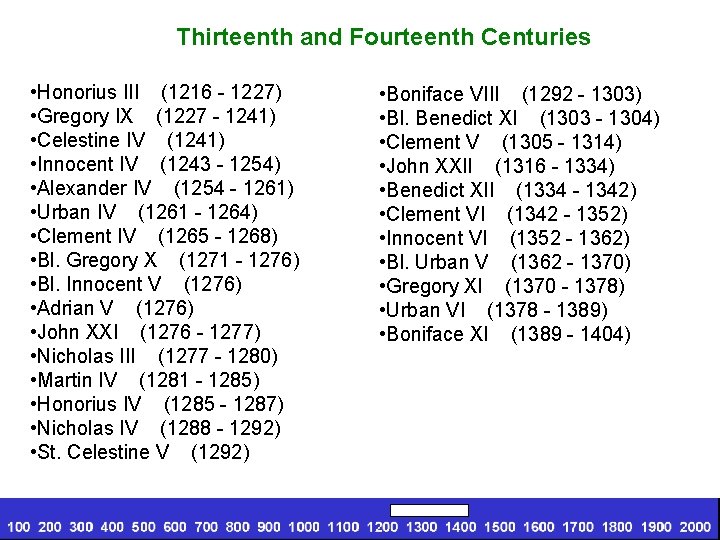  Thirteenth and Fourteenth Centuries • Honorius III (1216 - 1227) • Gregory IX