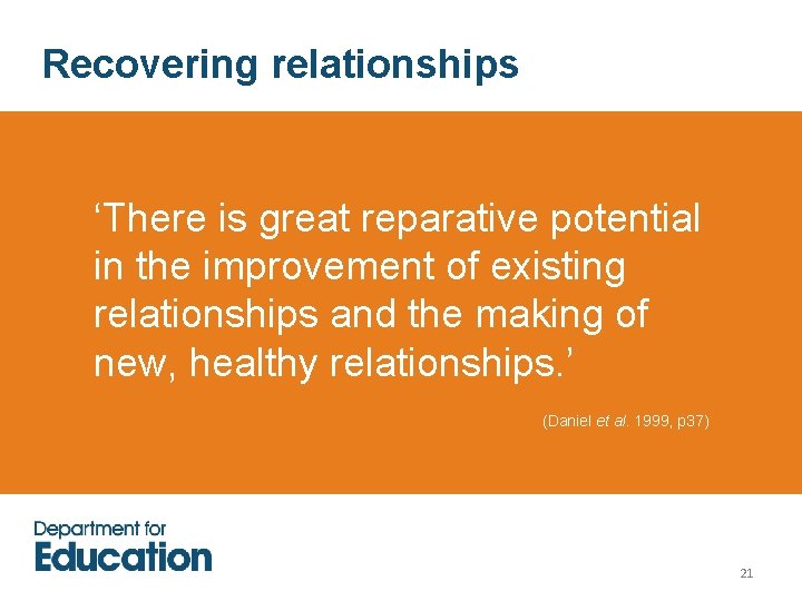 Recovering relationships ‘There is great reparative potential in the improvement of existing relationships and Recovering relationships ‘There is great reparative potential in the improvement of existing relationships and