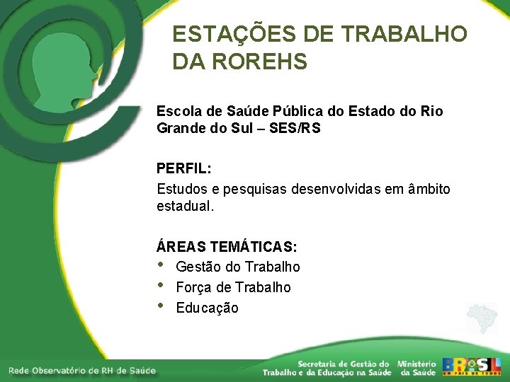 ESTAÇÕES DE TRABALHO DA ROREHS Escola de Saúde Pública do Estado do Rio Grande