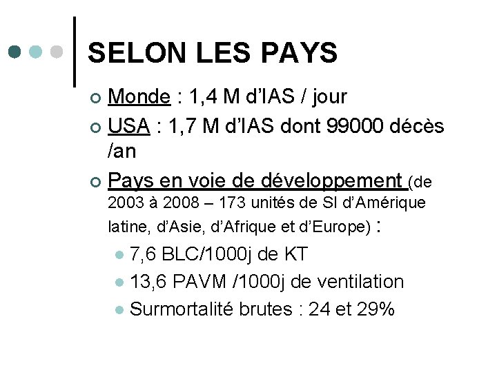 SELON LES PAYS Monde : 1, 4 M d’IAS / jour ¢ USA :