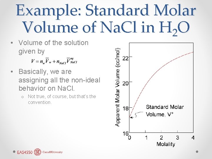 Example: Standard Molar Volume of Na. Cl in H 2 O • Volume of