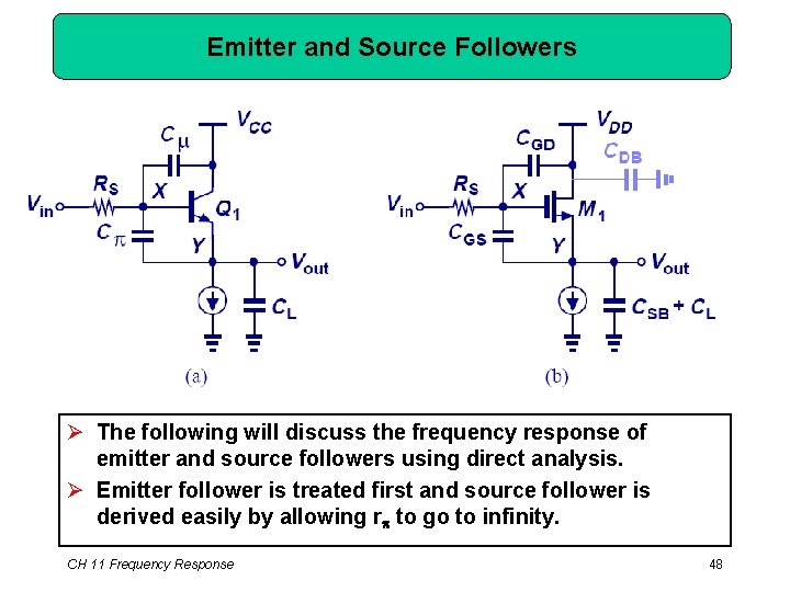 Emitter and Source Followers Ø The following will discuss the frequency response of emitter