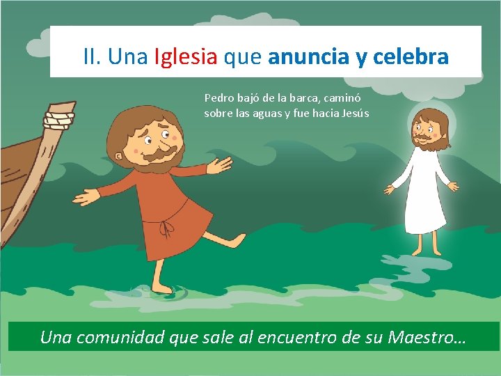 II. Una Iglesia que anuncia y celebra Pedro bajó de la barca, caminó sobre II. Una Iglesia que anuncia y celebra Pedro bajó de la barca, caminó sobre