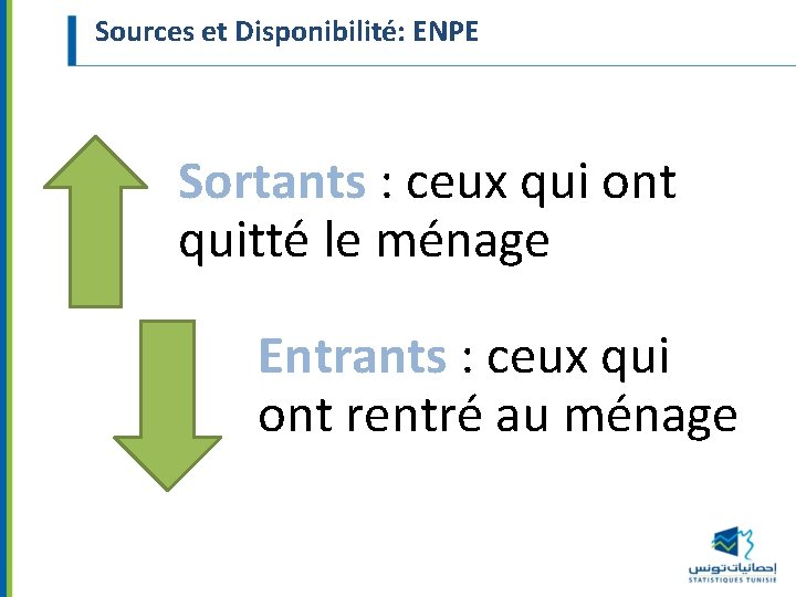 Sources et Disponibilité: ENPE Sortants : ceux qui ont quitté le ménage Entrants :