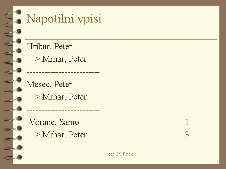 Napotilni vpisi Hribar, Peter > Mrhar, Peter ------------Mesec, Peter > Mrhar, Peter ------------Voranc, Samo