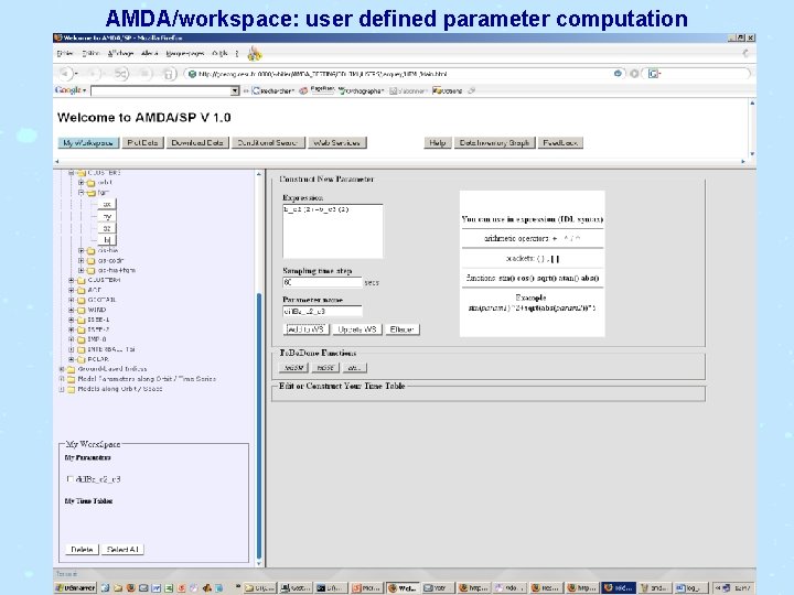 AMDA/workspace: user defined parameter computation 