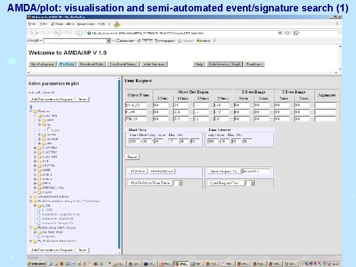 AMDA/plot: visualisation and semi-automated event/signature search (1) 