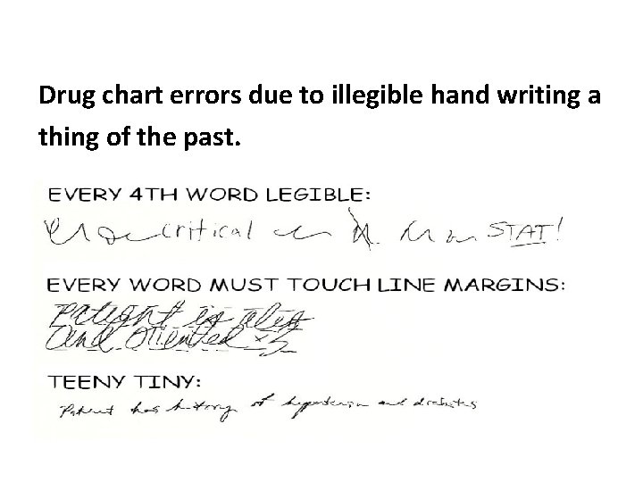 Drug chart errors due to illegible hand writing a thing of the past. 