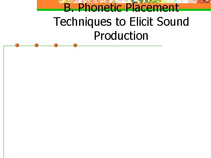 B. Phonetic Placement Techniques to Elicit Sound Production 