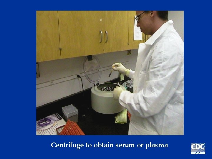 Centrifuge to obtain serum or plasma 