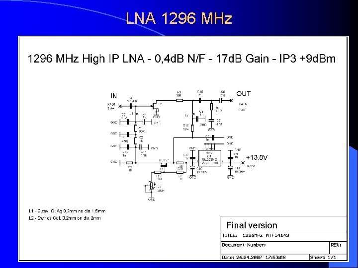 LNA 1296 MHz 