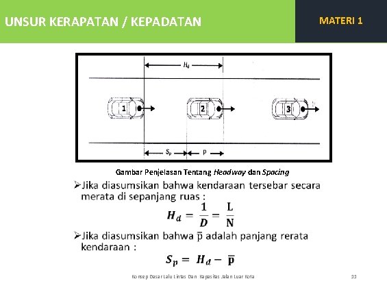 UNSUR KERAPATAN / KEPADATAN MATERI 1 Gambar Penjelasan Tentang Headway dan Spacing Konsep Dasar