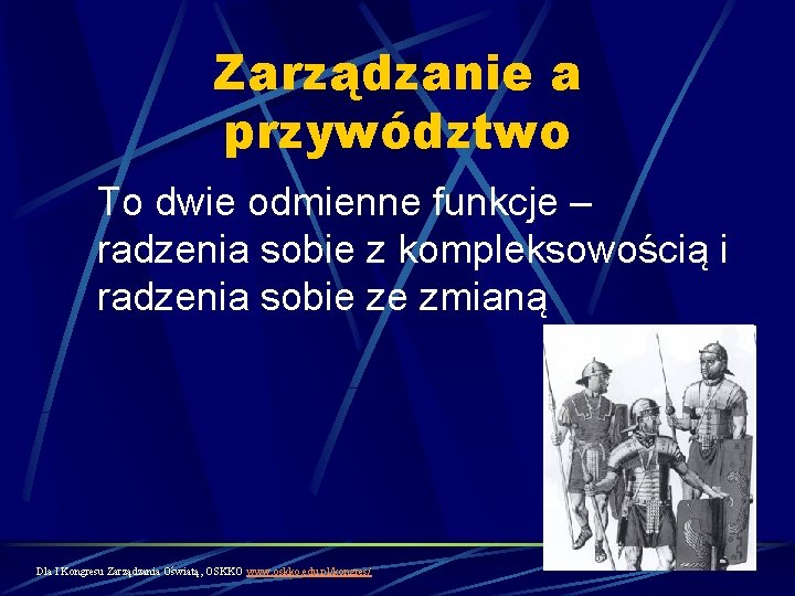 Zarządzanie a przywództwo To dwie odmienne funkcje – radzenia sobie z kompleksowością i radzenia