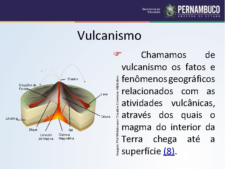 Vulcanismo Imagem: Phil Whitehouse / Creative Commons Attribution. Chamamos de vulcanismo os fatos e