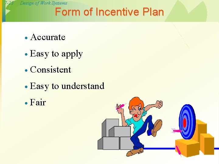 7 -23 Design of Work Systems Form of Incentive Plan · Accurate · Easy