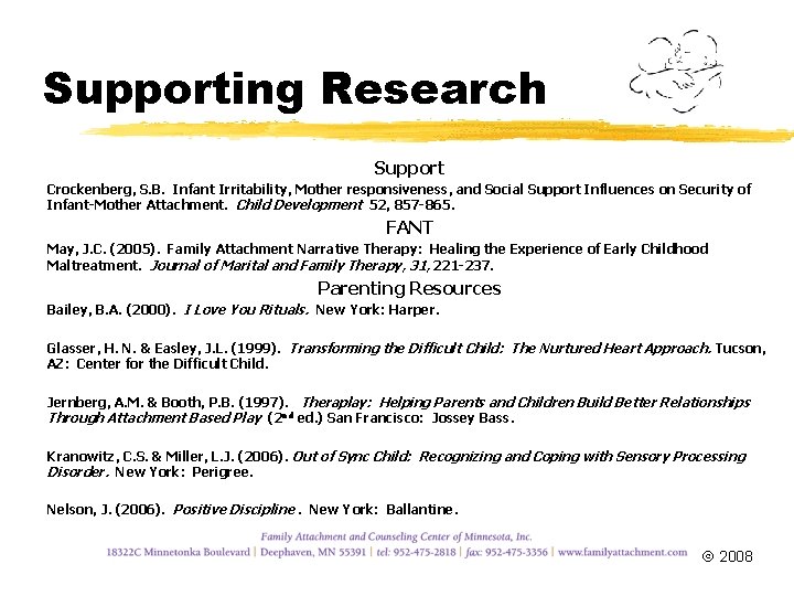 Supporting Research Support Crockenberg, S. B. Infant Irritability, Mother responsiveness, and Social Support Influences