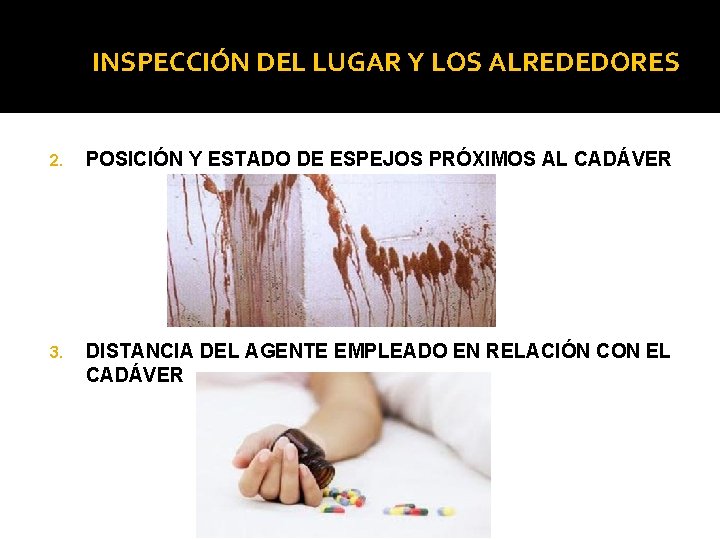 INSPECCIÓN DEL LUGAR Y LOS ALREDEDORES 2. POSICIÓN Y ESTADO DE ESPEJOS PRÓXIMOS AL INSPECCIÓN DEL LUGAR Y LOS ALREDEDORES 2. POSICIÓN Y ESTADO DE ESPEJOS PRÓXIMOS AL