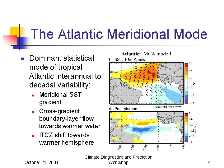 The Atlantic Meridional Mode n Dominant statistical mode of tropical Atlantic interannual to decadal