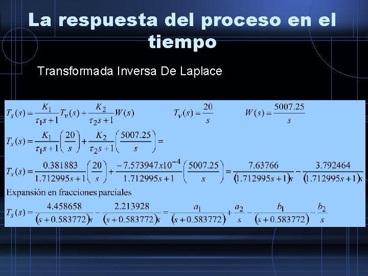 La respuesta del proceso en el tiempo Transformada Inversa De Laplace 