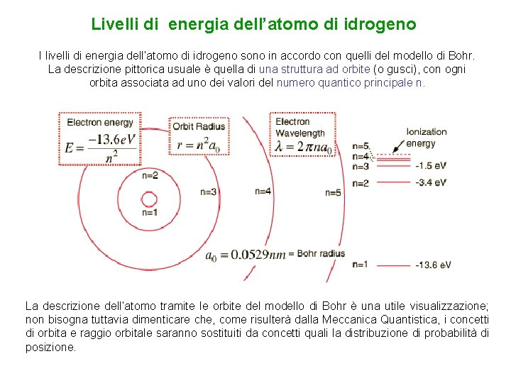 Livelli di energia dell’atomo di idrogeno I livelli di energia dell’atomo di idrogeno sono