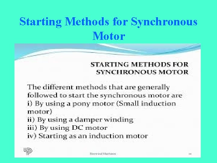 Starting Methods for Synchronous Motor 