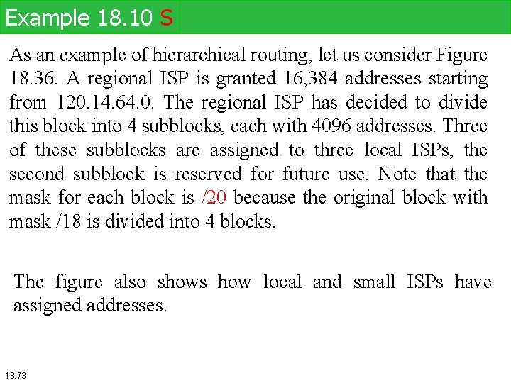 Example 18. 10 S As an example of hierarchical routing, let us consider Figure Example 18. 10 S As an example of hierarchical routing, let us consider Figure