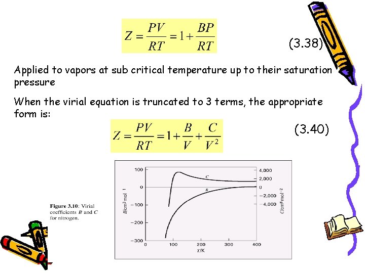 (3. 38) Applied to vapors at sub critical temperature up to their saturation pressure