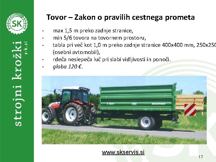 Tovor – Zakon o pravilih cestnega prometa - max 1, 5 m preko zadnje