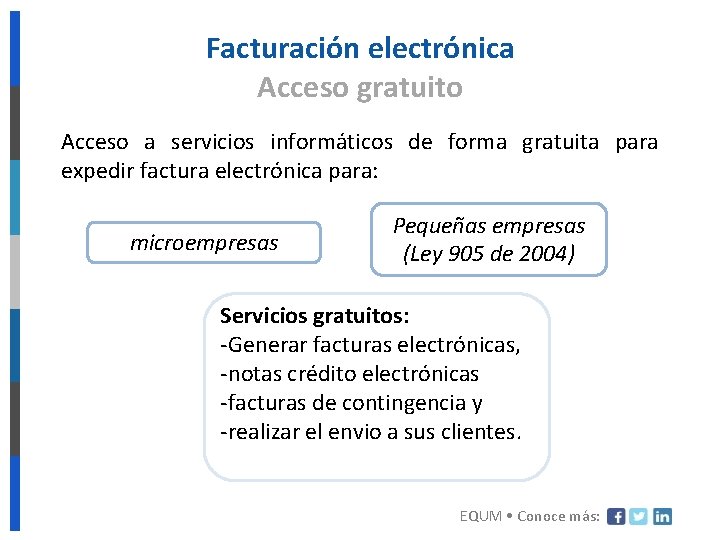 Facturación electrónica Acceso gratuito Acceso a servicios informáticos de forma gratuita para expedir factura