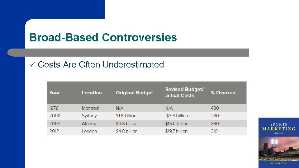 Broad-Based Controversies ü Costs Are Often Underestimated 