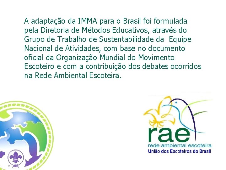 A adaptação da IMMA para o Brasil foi formulada pela Diretoria de Métodos Educativos,