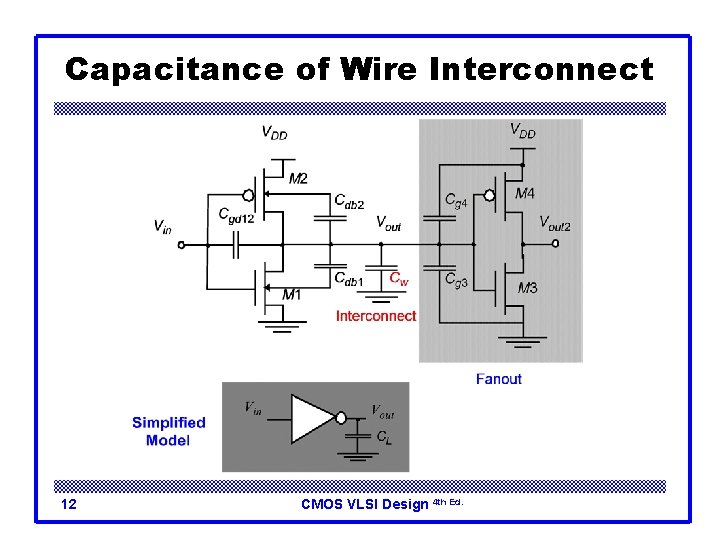 Capacitance of Wire Interconnect 12 CMOS VLSI Design 4 th Ed. 