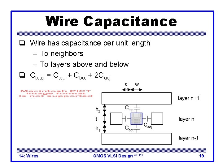 Wire Capacitance q Wire has capacitance per unit length – To neighbors – To