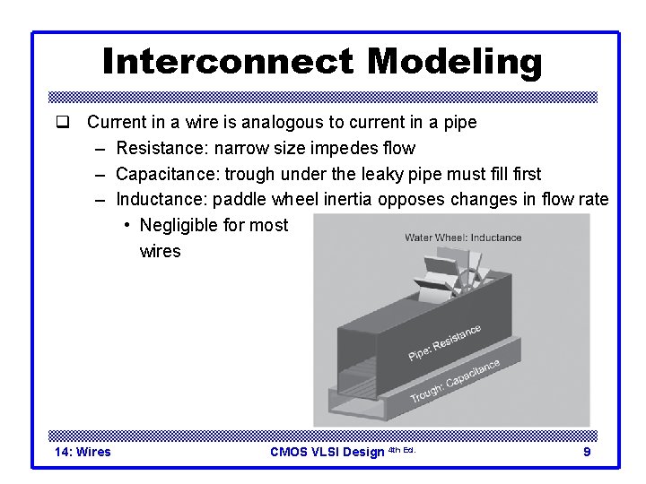 Interconnect Modeling q Current in a wire is analogous to current in a pipe