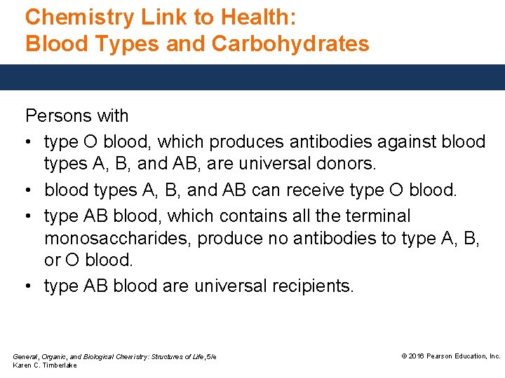 Chemistry Link to Health: Blood Types and Carbohydrates Persons with • type O blood, Chemistry Link to Health: Blood Types and Carbohydrates Persons with • type O blood,
