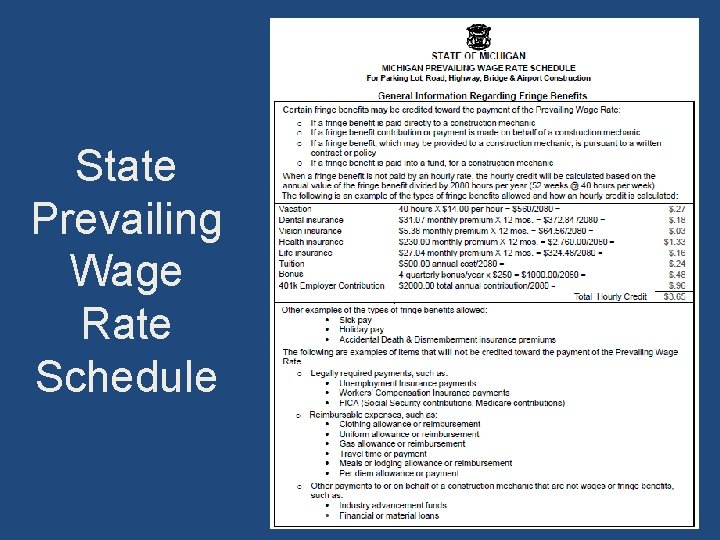 State Prevailing Wage Rate Schedule 8 