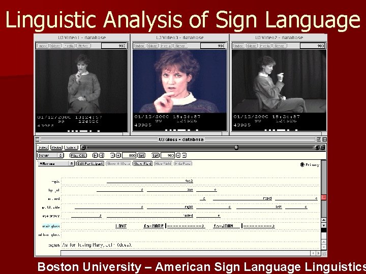 Linguistic Analysis of Sign Language Boston University – American Sign Language Linguistics 