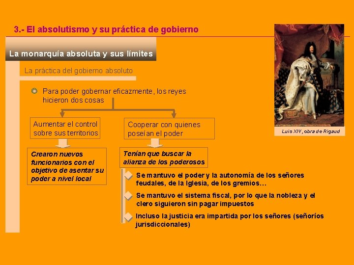 3. - El absolutismo y su práctica de gobierno La monarquía absoluta y sus