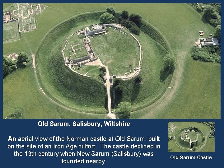 Old Sarum, Salisbury, Wiltshire An aerial view of the Norman castle at Old Sarum,
