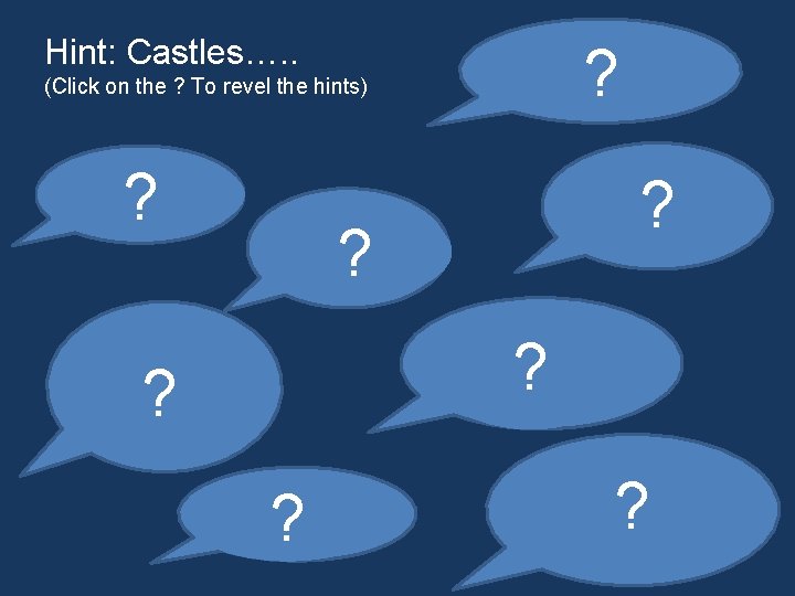 Hint: Castles…. . (Click on the ? To revel the hints) ? Intimidated people
