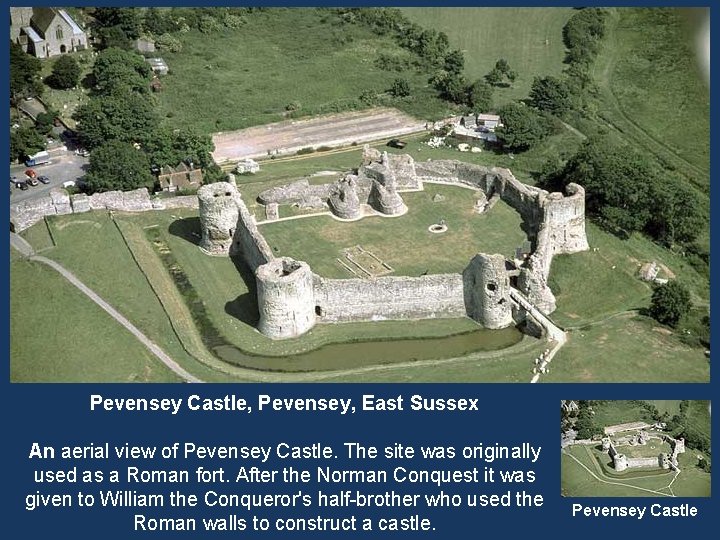 Pevensey Castle, Pevensey, East Sussex An aerial view of Pevensey Castle. The site was