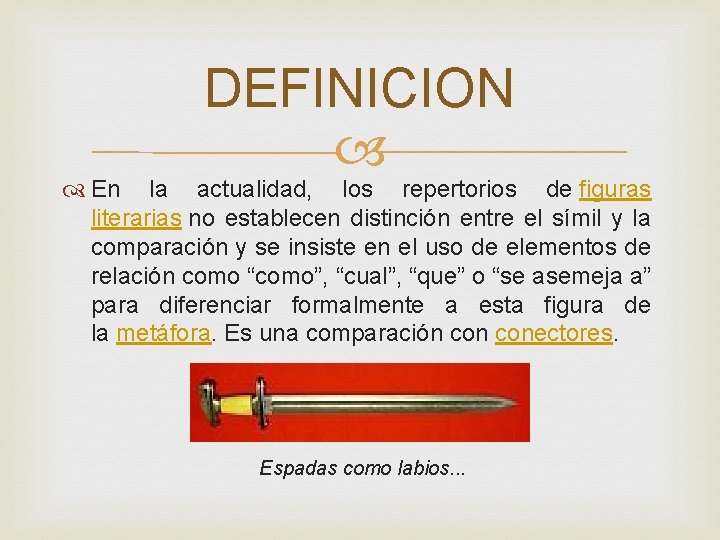 DEFINICION En la actualidad, los repertorios de figuras literarias no establecen distinción entre el