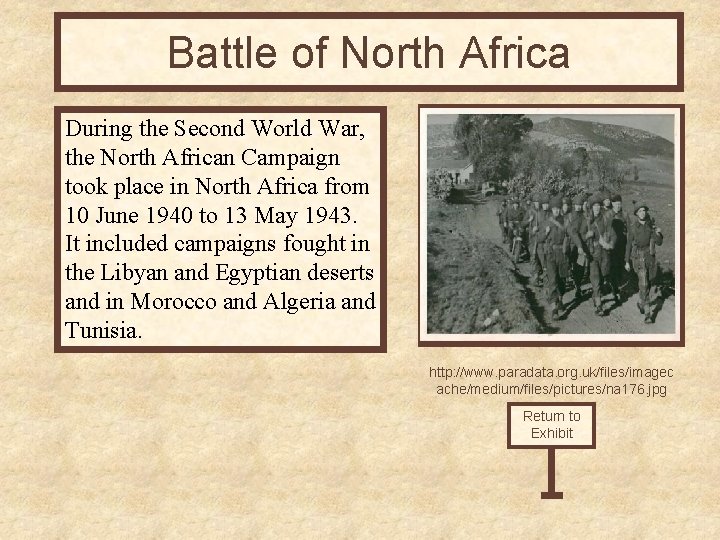 Battle of North Africa During the Second World War, the North African Campaign took